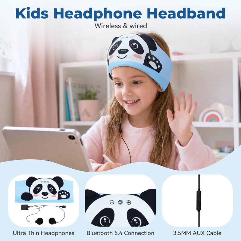 ZHENYEMEI Toddler Headband Headphones Wireless, Kids Bluetooth Earphones for iPad, Safe Volume - Wired School Headphones for Kids with 3.5 MM Jack & Travel Bag Travel Plane Accessories for Boys & Girls (Panda) - Image 5
