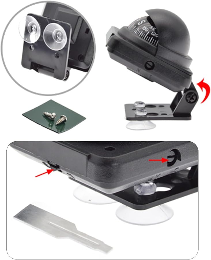 Digital Compass for Car Dashboard Boat Marine Navigation Outdoor Cycling Black - Image 4