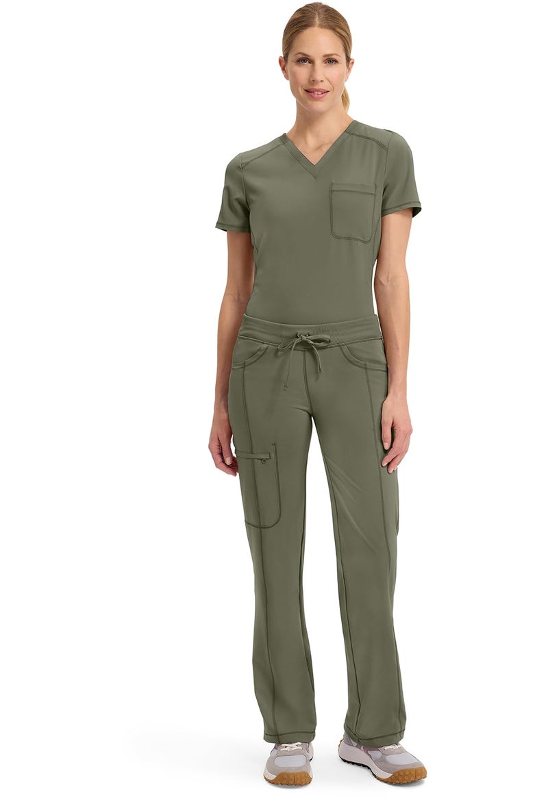 Cherokee Infinity Straight Leg Drawstring Women Scrub Pants 360 Stretch with 4 Pockets 1123AT, M Tall, Olive - Image 3