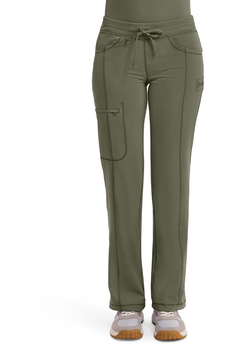 Cherokee Infinity Straight Leg Drawstring Women Scrub Pants 360 Stretch with 4 Pockets 1123AT, M Tall, Olive - Image 1