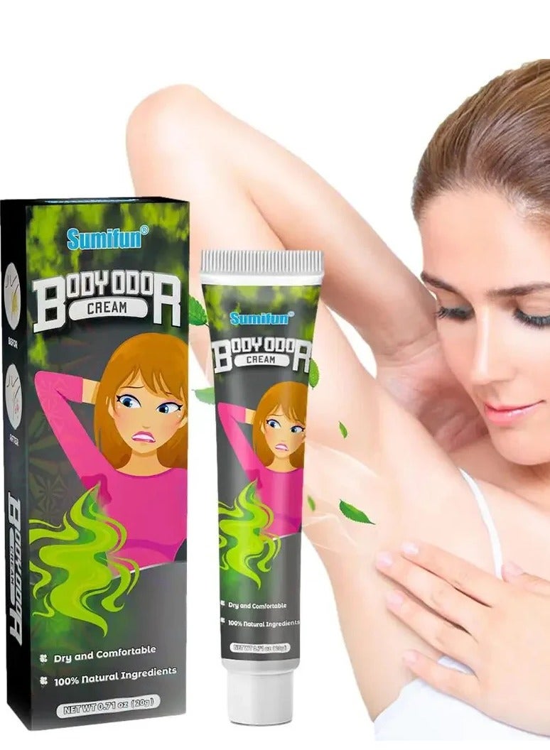 Sumifun كريم إزالة رائحة الجسم - كريم مزيل العرق للجسم لإزالة رائحة الجسم الطبيعية - كريم إزالة رائحة العرق تحت الإبط 20 جرام - Image 1