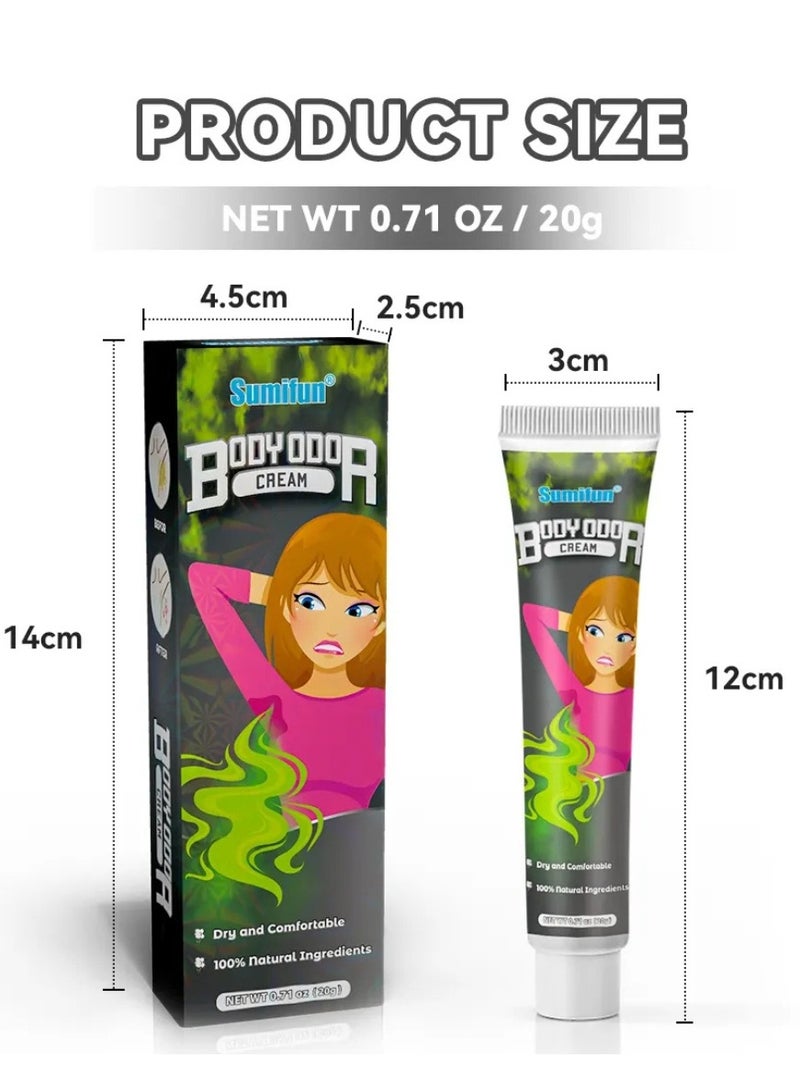 Sumifun كريم إزالة رائحة الجسم - كريم مزيل العرق للجسم لإزالة رائحة الجسم الطبيعية - كريم إزالة رائحة العرق تحت الإبط 20 جرام - Image 4