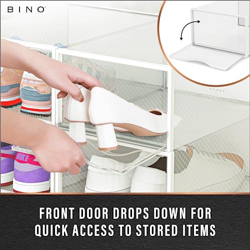 BINO 12-Pack Plastic Stackable Shoe Box Set - Clear | Foldable Shoe Storage Container | Sneaker Bins | Shoe Rack Box | Transparent | Portable Stacking Shoe Boxes Front Open - Image 4