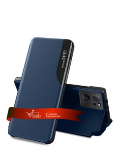 دبليو تيك حافظة هاتف قابلة للطي بمرآة ذكية غطاء حماية تلقائي للنوم لهاتف Xiaomi 13T 5G 2023 / Xiaomi 13T Pro 5G 2023 أزرق داكن  - Image 1