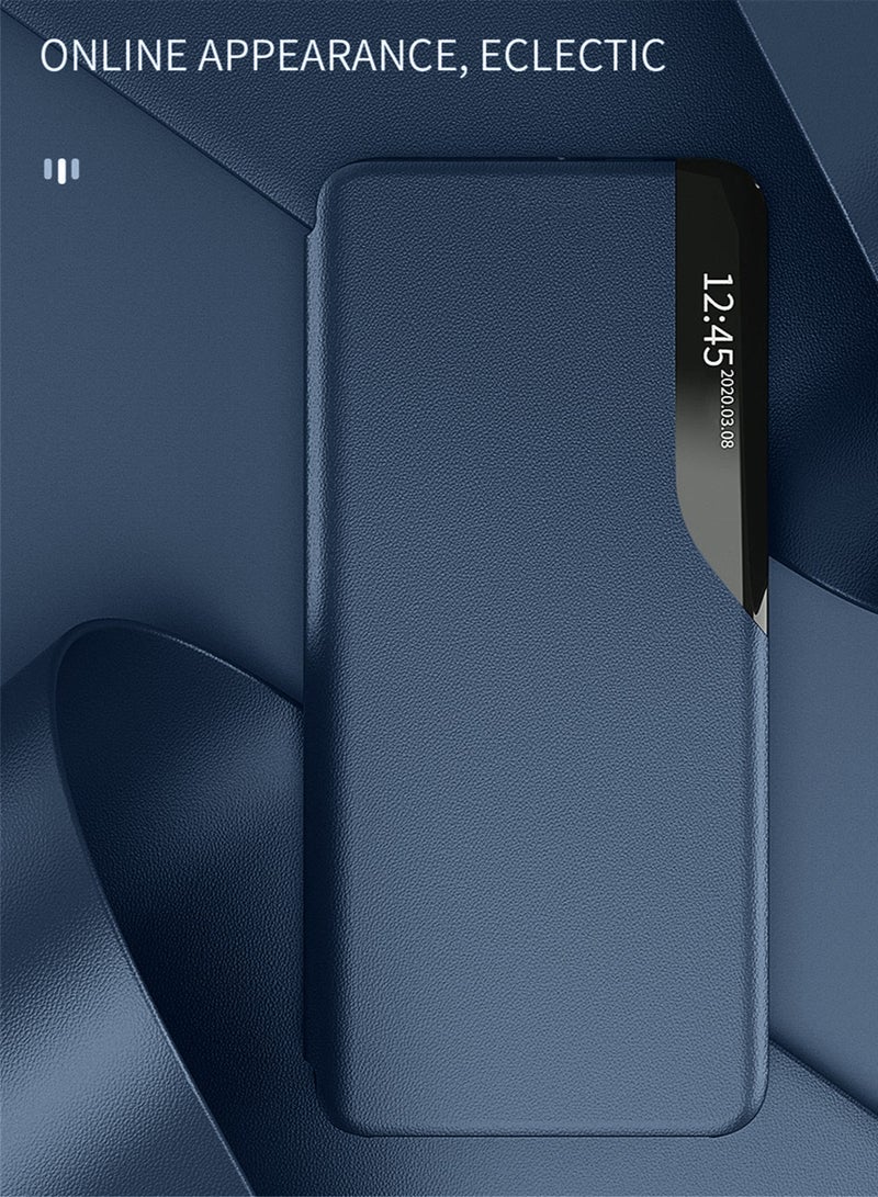 Wtech Smart Mirror Window Flip Phone Case Auto Sleep Wake Cover For Xiaomi 13T 5G 2023 / Xiaomi 13T Pro 5G 2023 Navy Blue - Image 4