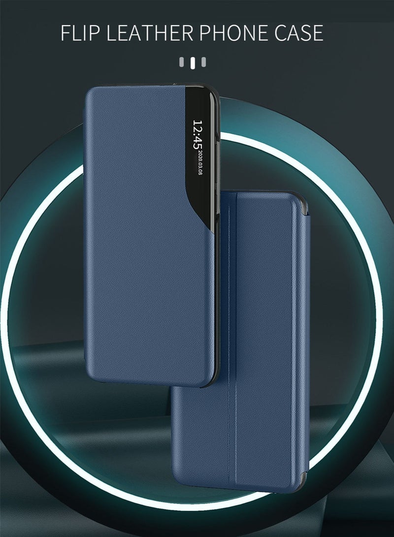 Wtech Smart Mirror Window Flip Phone Case Auto Sleep Wake Cover For Xiaomi 13T 5G 2023 / Xiaomi 13T Pro 5G 2023 Navy Blue - Image 5