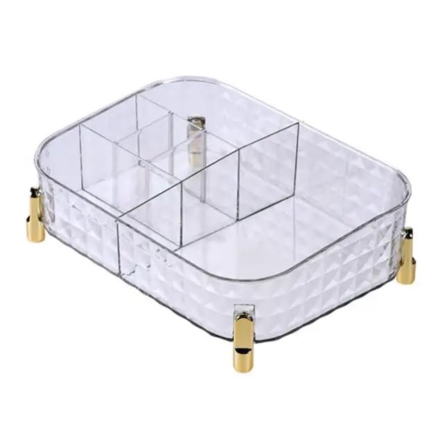 HOME CUBE Makeup Storage Organizer Bathroom Cosmetic Organizer Vanity Organizer Storage Tray for Toiletries Perfume Skincare Lipsticks Jewellery Dressing Table Countertop - Clear - Image 1