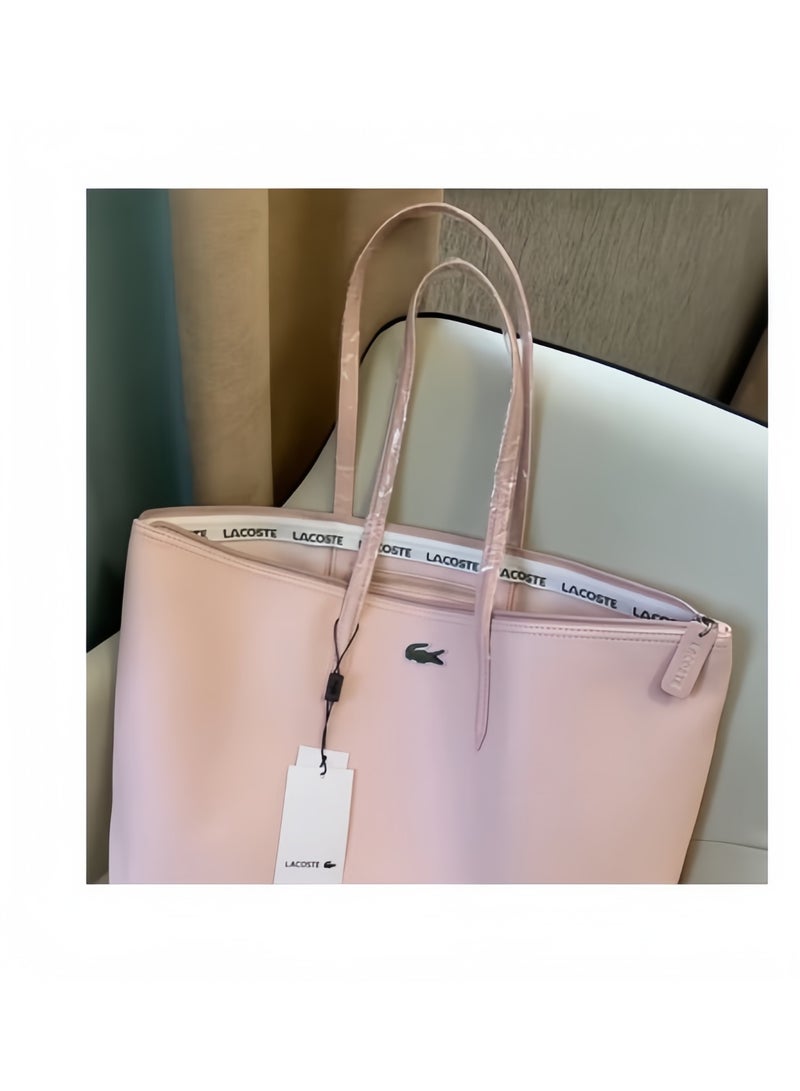 لاكوست أزياء لاكوست النسائية مفهوم متعدد الاستعابات كبيرة حقيبة حقيبة حقيبة حقيبة كتف كبيرة الحجم الوردي - Image 3