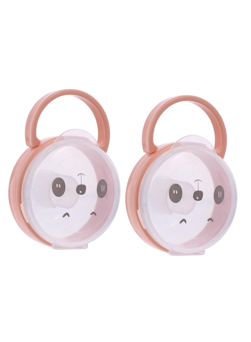 Loquat 2 Pack Pacifier Storage Cases, Stick Monkey Design, Pink, for Babies - Image 1