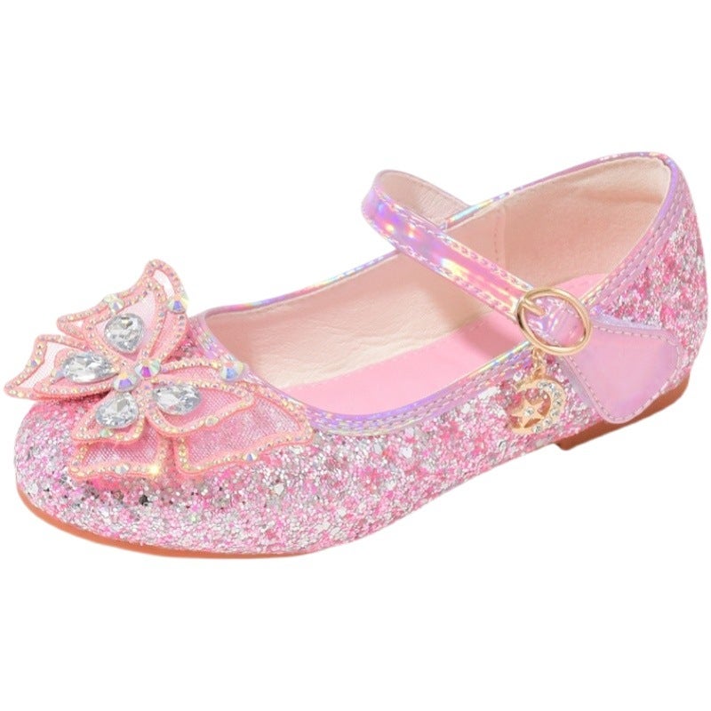 Girls'' Flats 2026 Autumn New Crystal Shoes Little Girls Soft-Soled Princess Shoes Fashionable Children''s Baby Leather Shoes for Girls - Image 2