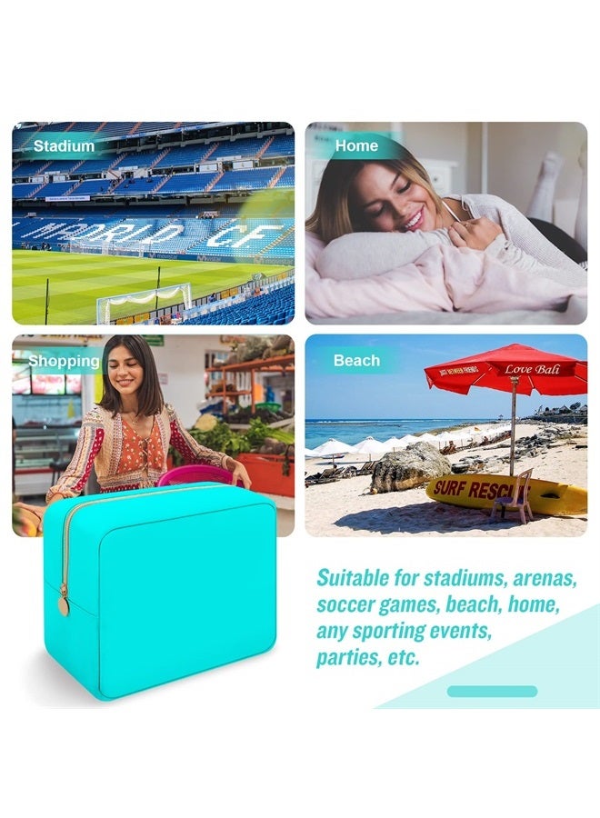 Iqimott حقيبة مكياج كبيرة من النايلون للسفر، حقيبة تجميل كبيرة، منظم مكياج بسعة كبيرة من النايلون، حقيبة أدوات شخصية مقاومة للماء بسحاب كبير للنساء والفتيات والمراهقات (سماوي) - Image 4