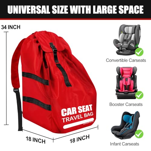 Imbsinvncy Car Seat Travel Bag for Airplane, Large Car Seat Bags for Air Travel with Comfort Padded Straps, Carseat Storage Bag / Backpack for Carseat Airport, Carseat Cover Travel - Baby Travel Essential - Image 3