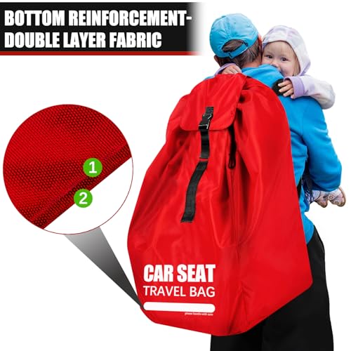 Imbsinvncy Car Seat Travel Bag for Airplane, Large Car Seat Bags for Air Travel with Comfort Padded Straps, Carseat Storage Bag / Backpack for Carseat Airport, Carseat Cover Travel - Baby Travel Essential - Image 4