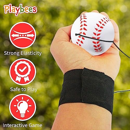Playbees Reactive Practice Baseballs on Elastic Cord Perfect for Training, Fun Outdoor Activities for Spring Training, Fun Outdoor Activity for Kids, Boy or Girl, Party Favor (12 Pack) - Image 4