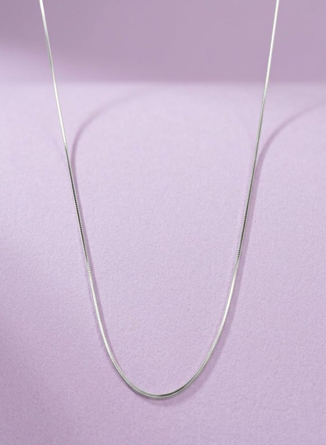 Parnika 925 Pure Sterling Silver Square Snake Chain Necklace for Men & Women | Chandi Chain for Girls & Boys | Italian Style Silver Chain | 16 18 20 24 Inch | 1mm 1.2mm 1.3mm (1 mm, 16 inch) - Image 4