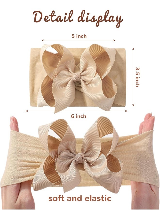 doboi doboi 6PCS Baby Girl Bows Baby Headbands Ribbon Bow Nylon Headbands Hair Accessories Big Baby Bows for Baby Girls Infant Newborn Toddler - Image 2