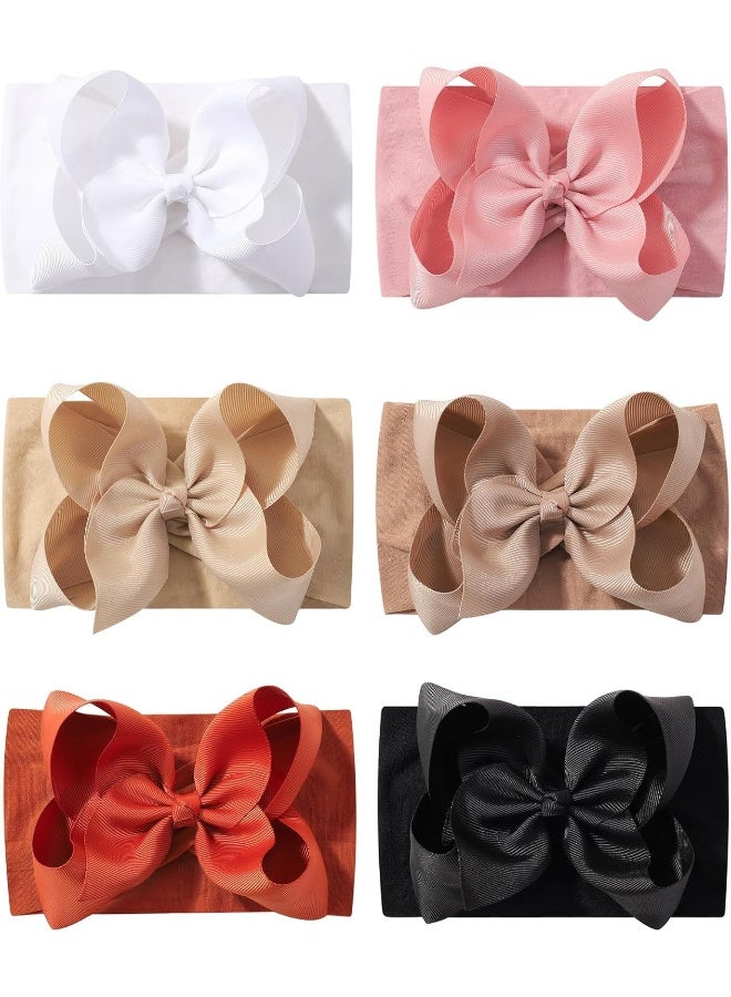 doboi doboi 6PCS Baby Girl Bows Baby Headbands Ribbon Bow Nylon Headbands Hair Accessories Big Baby Bows for Baby Girls Infant Newborn Toddler - Image 1