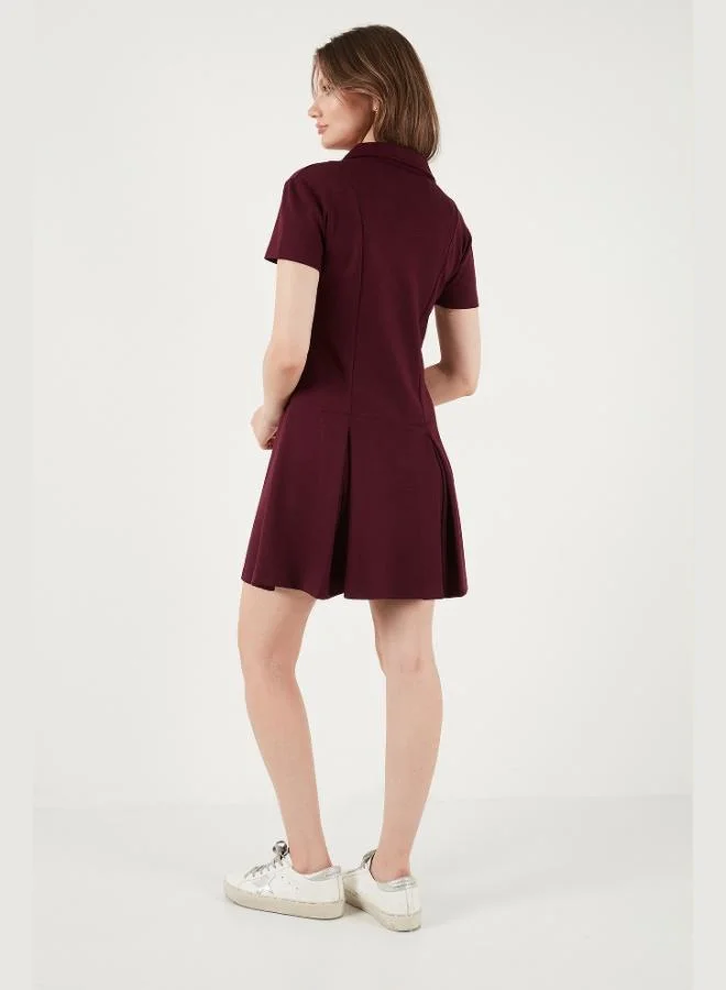 Lela  Lela Fitted Classic Collar Zipper Detail Pleated Mini Dress Women's Dress 5866659 for Women | Best Price UAE
