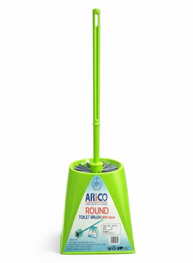 ARICO Round Toilet Cleaning Brush with Holder Long Handle Bathroom Cleaner Brush Thick Nylon Bristles for Toilet Bowl Rim Corner Cleaning with Stand Durable & Hygienic - Image 2