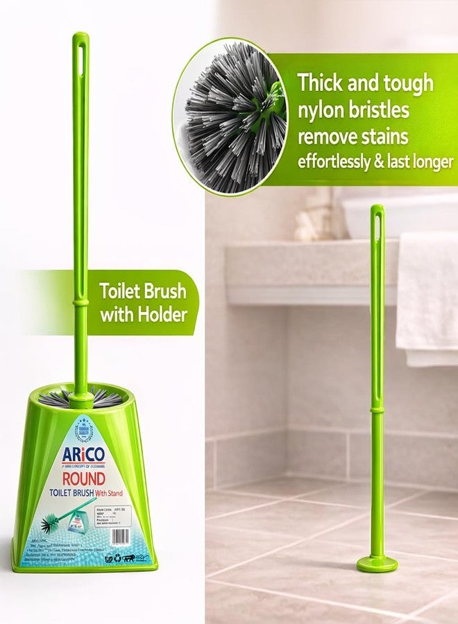 ARICO Round Toilet Cleaning Brush with Holder Long Handle Bathroom Cleaner Brush Thick Nylon Bristles for Toilet Bowl Rim Corner Cleaning with Stand Durable & Hygienic - Image 5