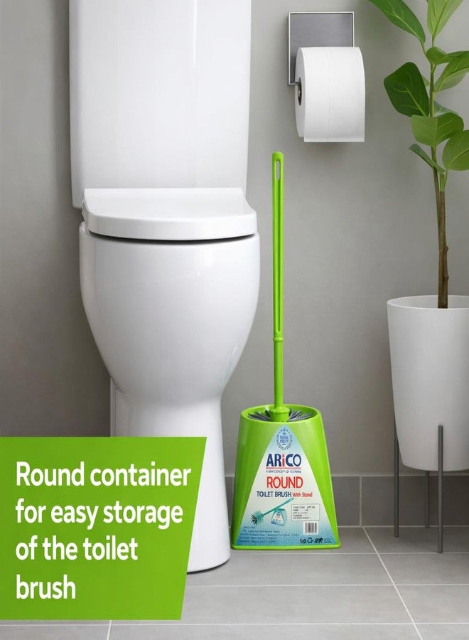 ARICO Round Toilet Cleaning Brush with Holder Long Handle Bathroom Cleaner Brush Thick Nylon Bristles for Toilet Bowl Rim Corner Cleaning with Stand Durable & Hygienic - Image 3