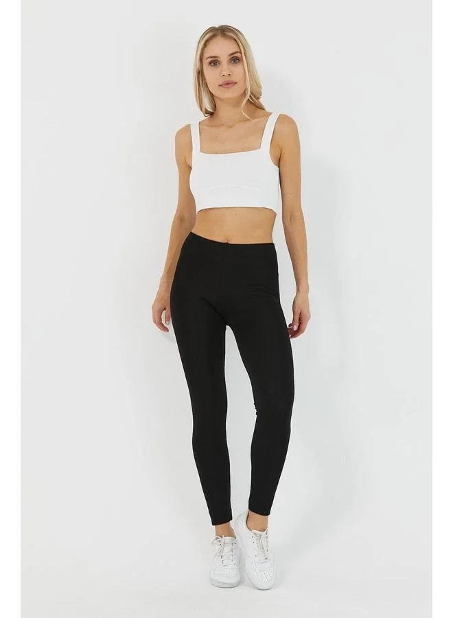 Mmetalic Women's Black High-Waist Leggings.