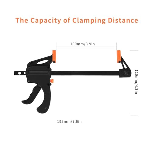Xfopz 4 Inch Bar Clamps for Woodworking, 2 Pcs Trigger Quick Grip Clamps, One Handed Ratchet Wood Working Clamps, Mini Small Bar Woodworking Clamps for Wood Gluing Crafts - Image 2