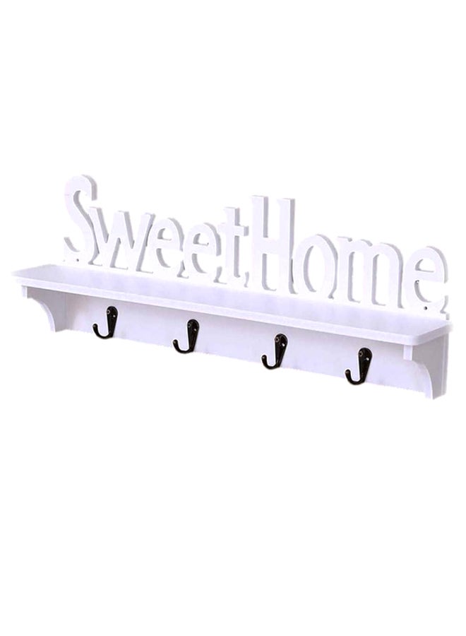 NIBEMINENT Sweet Home Wall Hanging Key Holder Hook White/Black 47 x 9centimeter  - Image 1