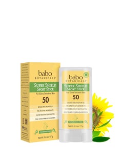 Babo Botanicals Babo Botanicals Super Shield SPF 50 Stick Sunscreen - 70% Organic Ingredients - Natural Zinc Oxide - for All Ages - NSF & Made Safe Certified - EWG Verified - Water Resistant - Fragrance-Free  - Image 1