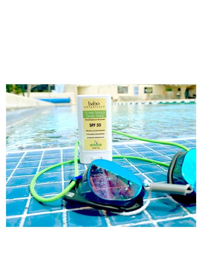 Babo Botanicals - Babo Botanicals Super Shield SPF 50 Stick Sunscreen - 70% Organic Ingredients - Natural Zinc Oxide - for All Ages - NSF & Made Safe Certified - EWG Verified - Water Resistant - Fragrance-Free - Image 1