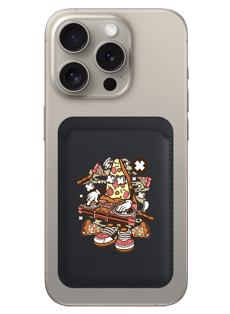 Theodor Magnetic Wallet, Compatible with MagSafe Wallet, for iPhone Wallet, for iPhone 16/15/14/13/12 Series, Not for iPhone 13/12 mini, 3 Card Holder, Vegan Leather, Black - Pizza dj - Image 1