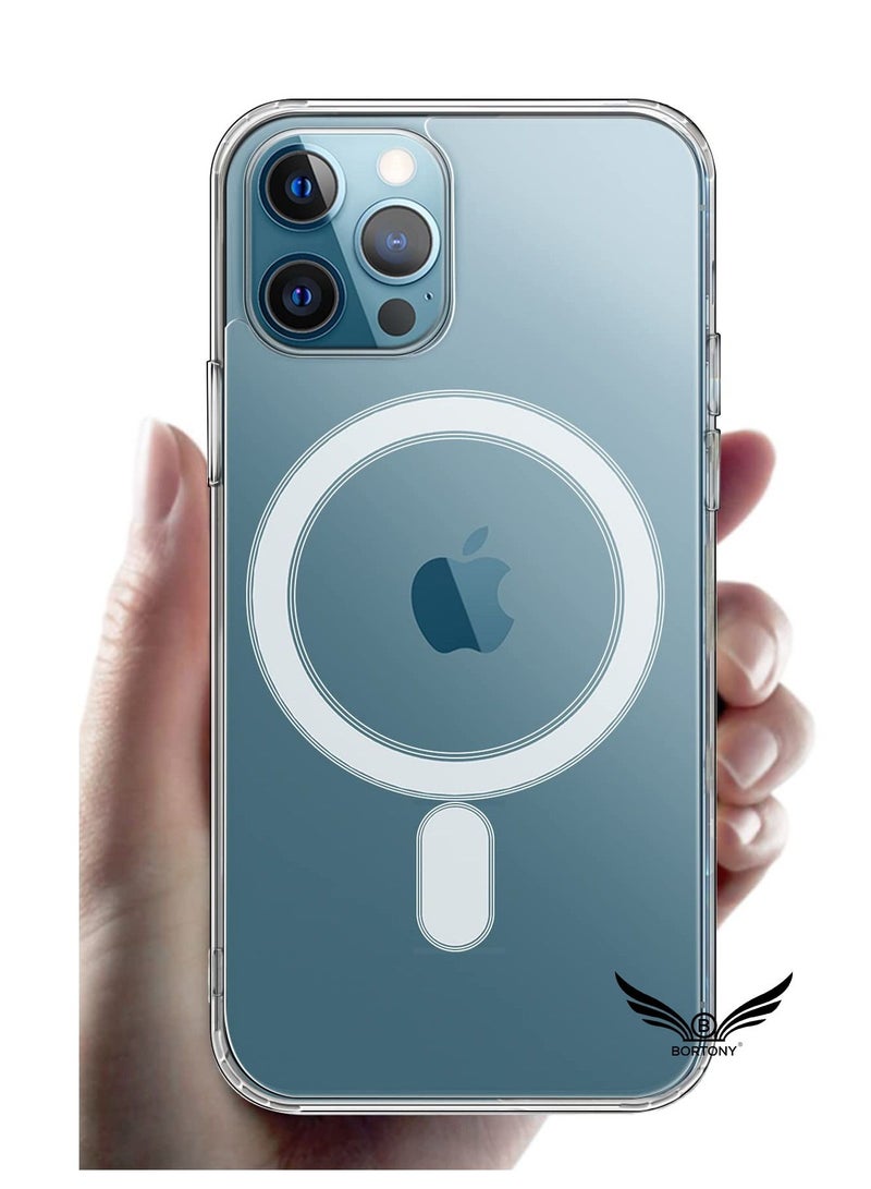 BORTONY iPhone 14 Pro Clear Magnetic Case with Built in Magnets Compatible with MagSafe, Crystal Clear Slim TPU Cover for Apple iPhone 14 Pro 6.1" Clear - Image 1