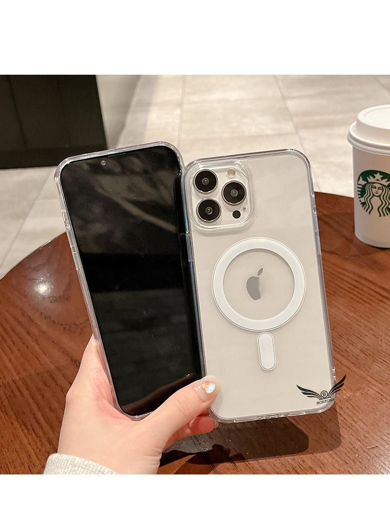BORTONY iPhone 14 Pro Clear Magnetic Case with Built in Magnets Compatible with MagSafe, Crystal Clear Slim TPU Cover for Apple iPhone 14 Pro 6.1" Clear - Image 2