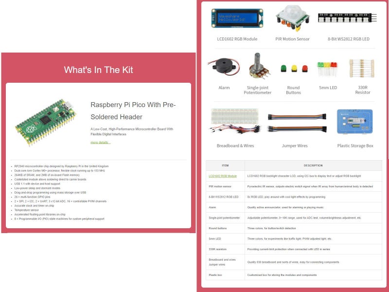 Waveshare مجموعة البداية الأساسية من Waveshare لـ Raspberry Pi Pico مع دروس وموارد غنية، بدء سريع مع Raspberry Pi Pico وبرمجة MicroPython للمبتدئين في Raspberry Pi - Image 3
