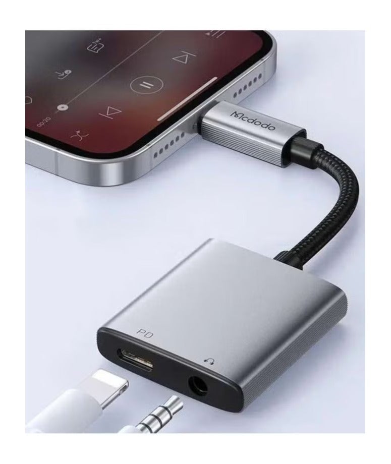Mcdodo CA 5540 2 in 1 Lightning Audio & Charger Adapter for Apple Devices - Image 2