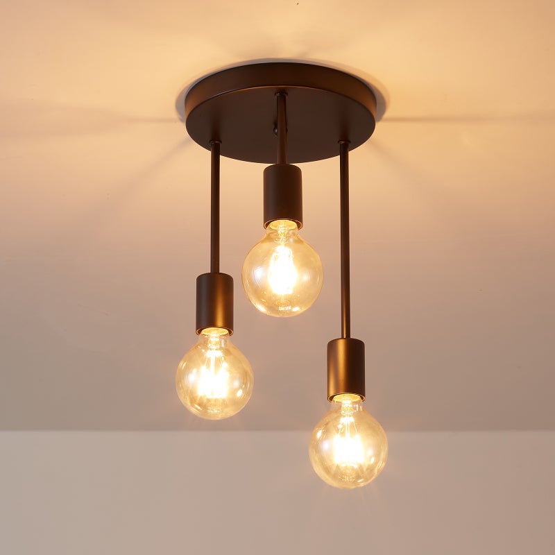 A C 110-120V Retro 3 Heads Chandelier Hanging Pendant Lamp E26 Base Socket Holder for Living Room Bedroom Study Room Cafe Shop - Image 2