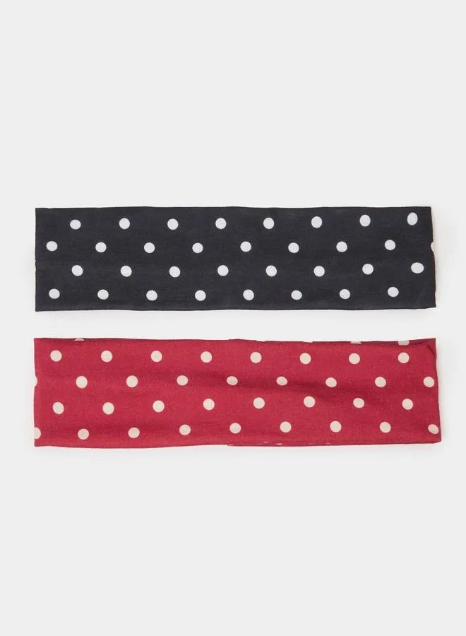 Styli Black and Red Polka Dot Print Headband