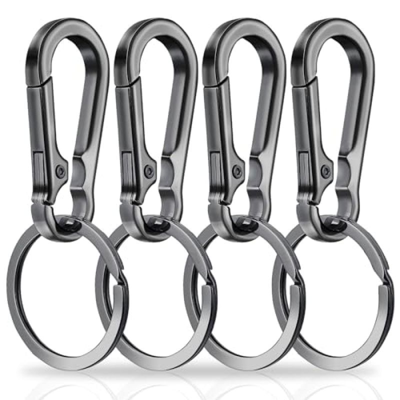 Zinc Alloy Carabiner Keychain Quick Release Clip - Rugged D Ring Key Clip Rust Proof Anodized - Easy Detach Outdoor Keychain Set for Men EDC Gear Hiking - Image 1