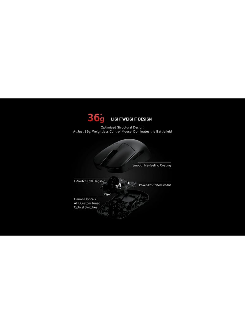 VXE MAD R+ Wireless Bluetooth Mouse Lightweight Continuous Working Range 500mAh Battery for Long-lasting Use Smart Speed ​​Low Delay Suitable for Gaming Scan Rate: 125-8000Hz Included 8K Dongle 2.4GHz Wireless + Wired Connection Rechargeable PAW 3395 Color Black - Image 4