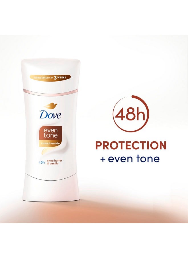 Dove - Antiperspirant Deodorant Stick Even Tone Shea Butter & Vanilla Pack Of 3 For 48H Odor And Sweat Protection & Skin Restoration, With Niacinamide & Visible Results In 3 Weeks, 2.6 Oz - Image 1