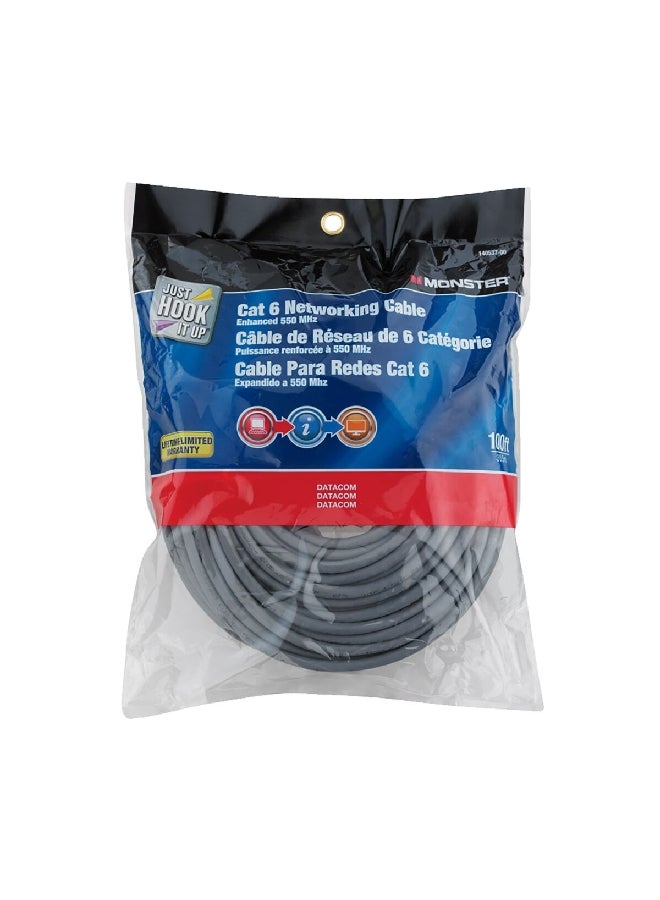 550MHz Cat 6 Networking Cable Grey 100 ft 140537-00