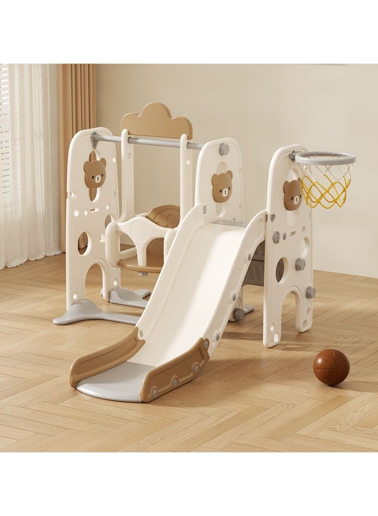 FULL JOY Children's Slide and Swing Set with Basketball Hoop 3*1 ,Indoor and outdoor playground set for toddlers, climbing play set for kids - Image 1