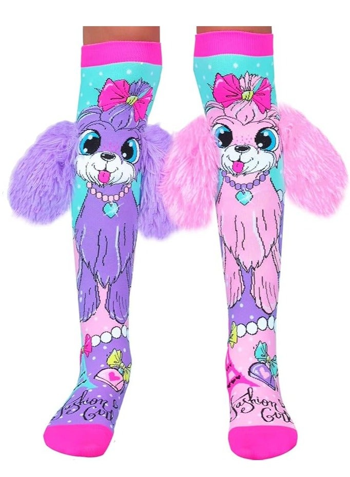 Crazy Socks for Girls Kids Knee High Socks Funny Socks Dog Ear Mid Socks Cute Animal Patterns Stretch Socks - Image 1