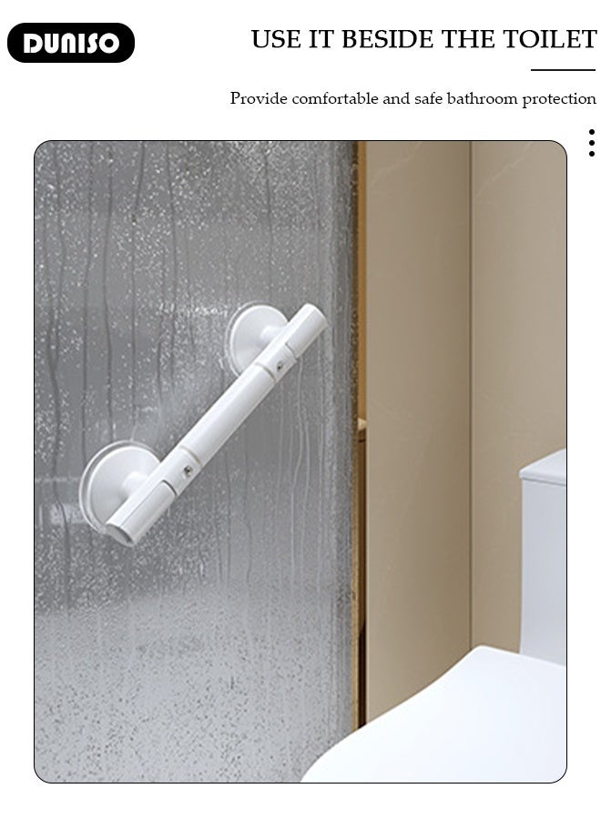DUNISO Bathroom Suction Cup Shower Handrail for Disabled and Elderly Removable Detachable Shower Handle without Drilling Anti-slip Safety Grab Bars for Home Bathroom Toilet  - Image 3