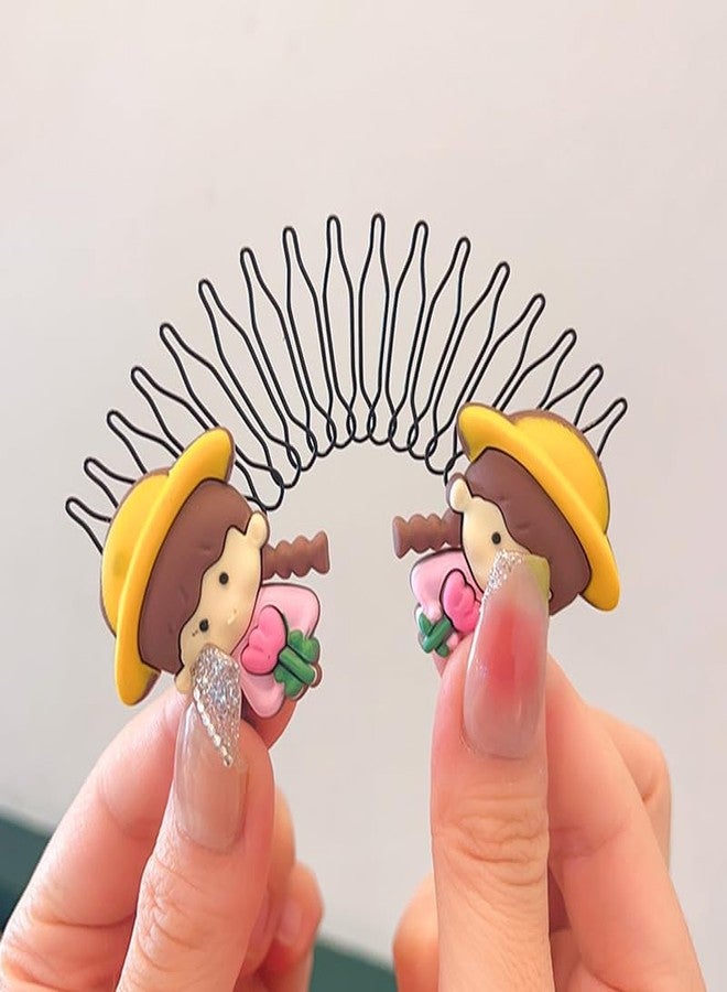 Hatanu Mall U Shape Hair Fixer Comb, Bobby Bangs Holder Styling Stretchable Hair Pin U Shape Wavy Clips Spring Headband Styling Pins Bun Hair Pins for Girl, Multi Design, 4 Pc - Image 4
