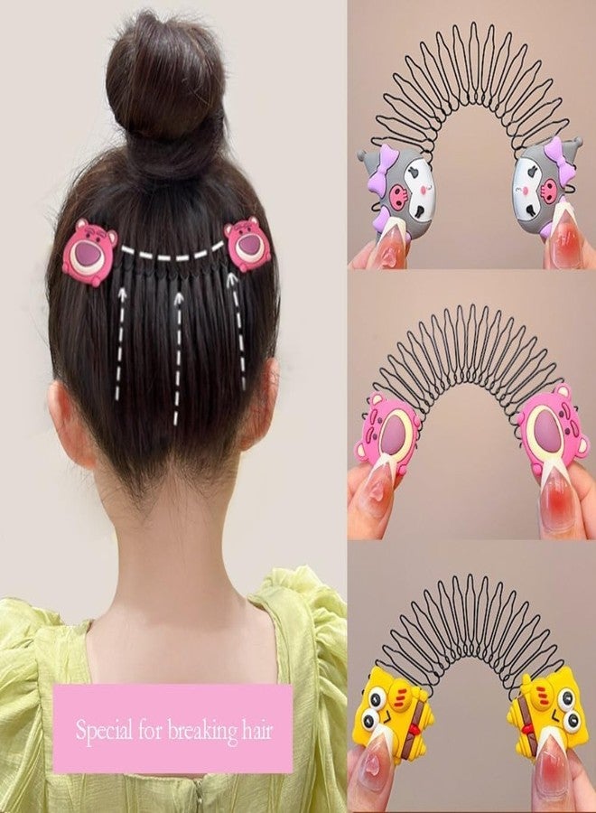 Hatanu Mall U Shape Hair Fixer Comb, Bobby Bangs Holder Styling Stretchable Hair Pin U Shape Wavy Clips Spring Headband Styling Pins Bun Hair Pins for Girl, Multi Design, 4 Pc - Image 2