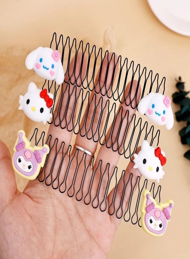 Hatanu Mall U Shape Hair Fixer Comb, Bobby Bangs Holder Styling Stretchable Hair Pin U Shape Wavy Clips Spring Headband Styling Pins Bun Hair Pins for Girl, Multi Design, 4 Pc - Image 3