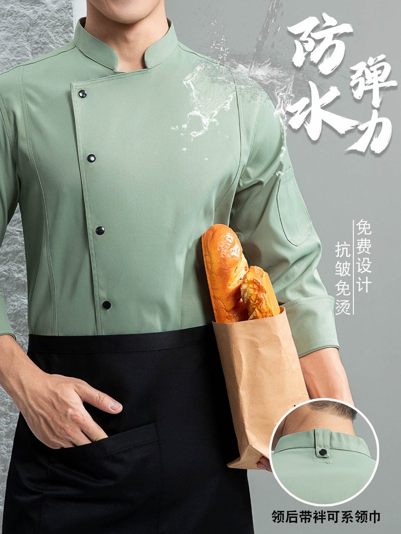 Stretch Waterproof Chef Work Clothes For Men In Breathable El Canteen Restaurant Baking Kitchen Clothes For Women Chef Clothes - Image 2