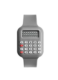 Generic Multifunctional children's watch electronic calculator watch primary school student watch digital electronic watch (grey)  - Image 2