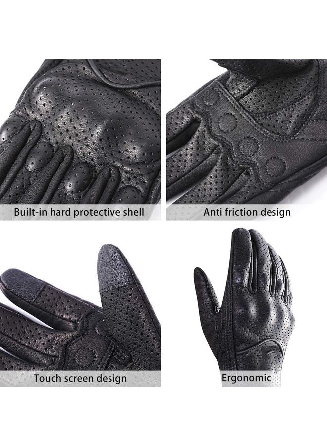 Breathable Mesh Motorcycle Gloves, Touchscreen Protective Motorbike Gloves Leather Motorcycle Gloves for Men BMX ATV MTB Riding, Road Racing, Motocross Racing, Cycling - Image 4